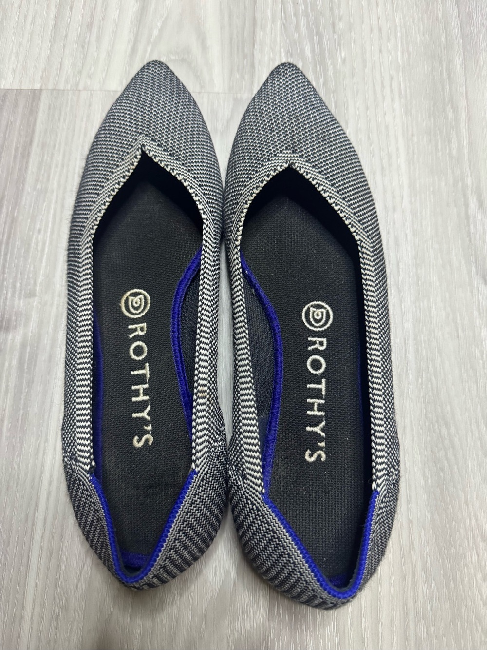 ROTHY’S | Pointed Toe Ballet Flat | Cloud Grey Birdseye Knit | Size 9